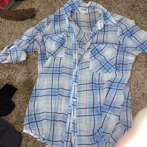 Plaid with red white and blue button up portofino shirt